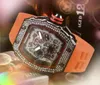 Popul￤ra herrar full diamanter ringklocka stoppur 43mm klassisk gener￶s gummib￤lt trend utomhus isad ut hiphop kvarts batteri orologio di lusso armbandsur g￥vor