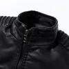 Men's Leather Faux Spring Brand Causal Vintage Jacket Coat Outfit Design Motor Biker Zip Pocket PU 220912