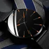 손목 시계 2022 reloj Hombre Men Watches 고급 남성 울트라 얇은 시계 비즈니스 스테인리스 스틸 메시 석영 릴로피오 마스쿨 리노