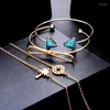 Bracciale Miss JQ 4 pezzi/set braccialetti d'argento per le donne regolabili con gioielli da festa in spiaggia con ciondolo in pietra a triangolo blu