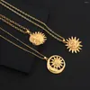 Colares pendentes Flashbuy bohemia color dourado colar sol lua para mulheres fashion aloy metal declaração de jóias presente