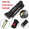 Flashlights Torches COB LED USB Rechargeable Torch Waterproof Work Light Magnetic Camping Lantern Tent Lamp Emergency Lighting