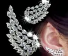 Stud Wing oorbellen voor vrouwen AAA White Cubic Zirconia Brilliant Female Accessories Party Statement Sieraden Gift