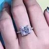 Wedding Rings Wong Rain 925 Sterling Silver Asscher Cut 2 CT D Created Diamonds Engagement Couple Customized Fine Jewelry 220912