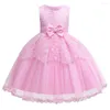 Vestidos de menina 1-6 anos Flor 2022 Big Bow First Communion Girls Pageant Dress Kids PROM PRINCESS