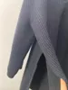 Sweaters de mujeres Séteres negros de punto medio de punto 2022 Outumn Winter Hem Slit Turtleneck Camiseta de manga larga Hembra Simple