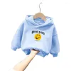 Hoodies 2-8 yaşında kızlar giyim bahar sonbahar çocukları kapüşonlu kazak baskılı boş zamanlar uzun kollu üstler erkekler saf renk kalın hoodie