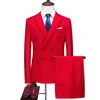 Men's Suits Blazers Fashion Men's Business Double Breasted Solid Color Suit Coat / Male Slim Wedding 2 Pieces Blazers Jacket Pants Trousers 220909
