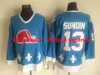 CCM Vintage Quebec Nordiques Jersey de Hóquei 19 Joe Sakic 13 Mats Sundin 21 Forsberg 10 Guy Lafleur 16 Michel Goulet 26 Peter Stase