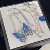 Moda clássica de colares de borboleta de borboleta feminino jóias de colar de flores Acessórios de jóias com peito de 18k sem caixa
