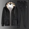 Heren Hoodies 2022 Warm Hoodie Sets Winter Men Set fluweel dikke twee stukken Fleece Mens Track Suit jasbroek Big Size 8xl