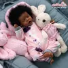 Dolls ADFO 17 Inches Black Reborn Baby Doll Lifelike born Colored Soft Vinyl LoL Christmas Gifts For Children Girls 220912