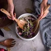 Dinnerware Sets Kitchen Long Handle Spoon Fork Salad Wood Cutlery Home Durable Gadgets Tableware Cuchara