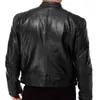 Veste homme en cuir Faux automne homme noir marron hommes col montant manteaux Biker s moto 220912