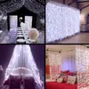 Strängar 3x3/6x3/8x3/10x3m LED Icicle Christmas Curtain Lights Garlands String Fairy Holiday Party Garden Wedding Decorations