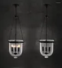 Lampy wiszące amerykański wiejski czarny/rdzeniowy kolor przezroczysty szklany foyer retro jadalnia dekoracja lampka D250 mm/350 mm ming