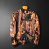 Herrjackor storlek M-5XL Spring och Autumn Boutique Japanese Style Print Stand Collar Mens Casual Jacket Slim Man Coat 220912