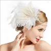 파티 용품 Charleston Feather Headbands 녹색 노란색 구슬 프린지 헤드 피스 플래퍼 드레스 액세서리 코스프레 그레이트 개츠비 의상