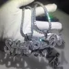 Hip Hop Pendant Halsband A-Z Anpassat namn Bling Bubble Letters Simulated Diamond Charm Gift