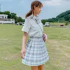 Gonne YYCZF Donne di Estate 2022 Gonna A Pieghe a Vita Alta della Ragazza Coreano di Stile Giapponese Delle Signore Dolce Plaid Mini