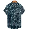 Chemises décontractées pour hommes Chemise imprimée en 3d pour hommes Fleur de cajou à manches courtes Haut tendance Hip Hop Lâche Cardigan à simple boutonnage T-shirt pour hommes