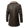 Hommes en cuir Faux cuir hommes automne hiver longue veste en cuir revers col rabattu décontracté Vintage veste vêtements d'extérieur pour hommes pardessus hommes mode vêtements 220912