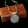 Pendant Necklaces Tibetan Jewelry Vintage Round Silver Plated Pendants Femme Hollow Carved Flower Alloy For Women