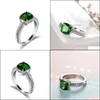 Solitaire Ring 12 PCS Holiday Gift Square Emerald Gemstone 925 Sterling Sier Plated Weddiing Rings Europe CZ Zircon New Drop Dression Dhiho