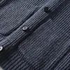 Herrtröjor sjal krage cardigan smal fit kabel stickad knapp upp merino ull med fickor 220912