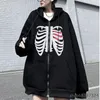 Heren Hoodies Sweatshirts Y2K Streetwear Hoodie Tops Punk Gothic Oversized Skull Wing Evil Flame Unisex Vest Rits Sweatshirt Heren Dames Jassen 220912