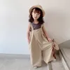 Overalls Japanese Style Spring Baby Girls Overalls Pants Solid Color Elastic Waist Loose Style Kids Casual Clothes E2111 220909