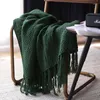 Blankets Yellow Tassles Sofa Knit Throw Blanket Mustard Soft Fringed Travel 130 170CM Home Chair Couch Bed Rugs