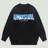 Menströjor överdimensionerade Oneck stickad tröja Mens japanska brev broderi Jumper Autumn Hip Hop Harajuku Casual Loose Pullover Unisex 220912