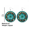 Dangle Earrings Sunflower Leopard Print Round Leather For Women Summer Fashion Designer Jewelry Circle Baseball Drop