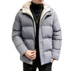 Mens Down Parkas Winter Jackets For Men Harajuku Hooded Parkas Casual Solid Fluffy Heavy Jackets Fashion Korean Streetwear Thick Warm Coats Man 220912