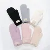 Australien Designer Fäustlinge Winter Pelz Handschuhe Frauen Mädchen Warme Fleece Handschuhe Trendy Label Outdoor Verdicken Gestrickte Handschuh