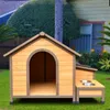 kennels pens Rain-proof Sunscreen Solid Wood Dog Houses Cage Tent Nest Outdoor Courtyard Garden Dogs Kennels Villa with Food Bowl Water Basin 220912