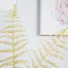 Golden Christmas Tree Decoratie bladeren Glitter Hollow Single Branch Perzische blad kunstmatige plant thuisfeestje Decor Supplies