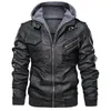 Hommes en cuir Faux Hood Hommes Veste Moto Hiver Automne Polaire Chaud PU Biker Vintage Manteau Homme moto Casual Slim pilote 220912