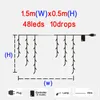 Dizeler 1.5x1.5m 1.5x0.7m LED Icikle Perde Işıkları Dize Peri Tatil Noel Çelenkleri Parti Bahçe Düğün Süslemeleri