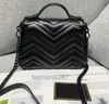 bolsa Marmont de luxo Love heart V Wave Pattern Satchel Shoulder Bag Black Chain Handbags Crossbody Purse Lady Leather Tote Bags 7727-2# 2022