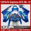 OEM Full Fairings For Daytona 675 675R 2009 2010 2011 2012 Body 150No.74 Daytona675 2009-2012 Bodywork Daytona 675 R 09 10 11 12 Injection mold Fairing glossy blue blk