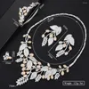 Necklace Earrings Set GODKI Luxury 4PCS Silver Color NAIJA African For Women Wedding Zircon Dubai Bridal Jewelry 2023