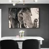 Toile Peinture Noir et Blanc Éléphants Sauvages Tête Et Yeux Animaux Affiches et Gravures Cuadros Mur Art Photo pour Salon PAS DE CADRE