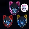 LED Halloween Mask Mixed Color Luminous Glow in the Dark Mascaras Halloween Anime Party Cosplay Masques El Wire Demon Slayer Fox 912