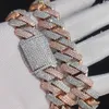 18mm Hip Hop Tennis Chain Full Diamond Rhombus Cuban Chain Rose Gold Necklace