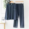 Herren-Nachtwäsche 2022 Pyjama-Set für Männer Rundhals-dünne Pyjama-Anzüge Langarm-Hosen Casual Male Homewear