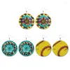 Dangle Earrings Sunflower Leopard Print Round Leather For Women Summer Fashion Designer Jewelry Circle Baseball Drop