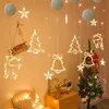 クリスマスの装飾が導かれたライトスノーフレークサンタディアハンギーサッカーランプ窓飾り飾りホームナビダッド2023年装飾220912