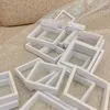 Smyckespåsar 10st/Lot Transparent Display Box Case Ring Halsband Armband Organiserad 3D Floating Square Frame -förvaringskollektion